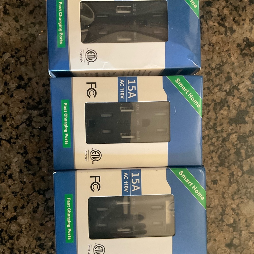 Three Wall Outlet with Fast Charging USB Ports-price includes all three